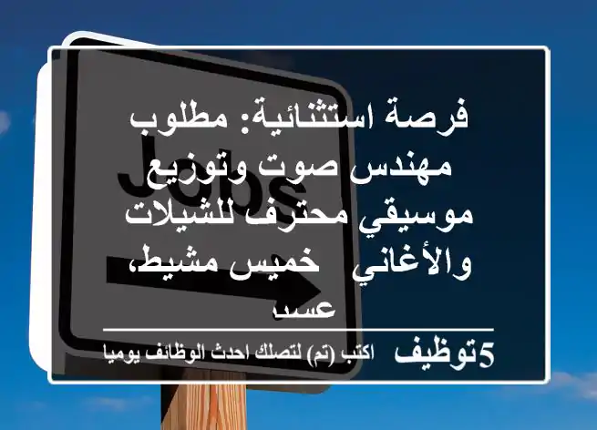 فرصة استثنائية: مطلوب مهندس صوت وتوزيع موسيقي محترف للشيلات والأغاني - خميس مشيط، عسير