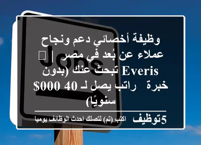 وظيفة أخصائي دعم ونجاح عملاء عن بُعد في مصر 🚀 | Everis تبحث عنك (بدون خبرة - راتب يصل لـ 40,000$ سنويًا)