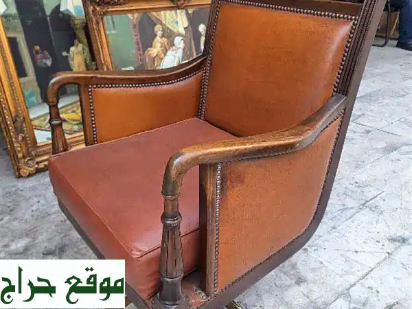 كرسي مكتب جلد طبيعي انجليزية انتيك قديمة مميزة جدا