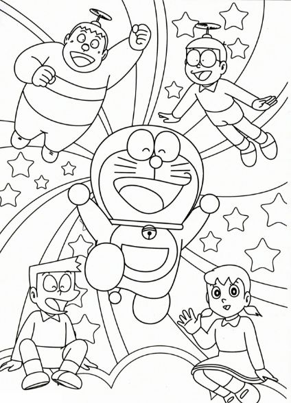 drawing easy nobita and friends