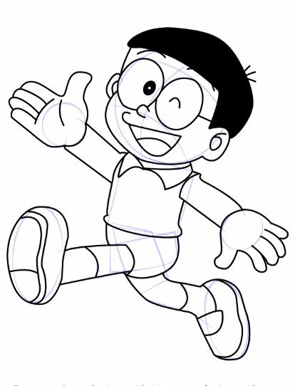 drawing easy nobita and friends