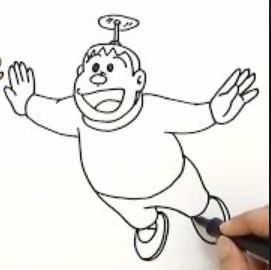 drawing easy nobita and friends