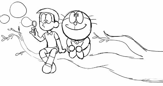 drawing easy nobita and friends