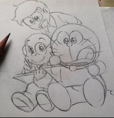 drawing easy nobita and friends