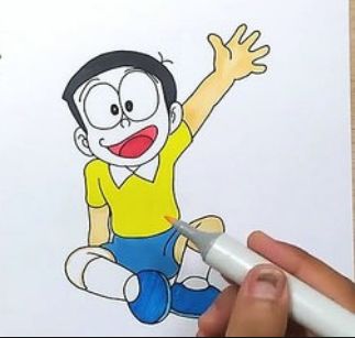drawing easy nobita and friends