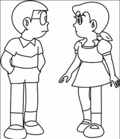 drawing easy nobita and friends