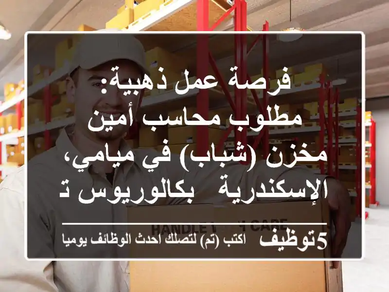 فرصة عمل ذهبية: مطلوب محاسب أمين مخزن (شباب) في ميامي، الإسكندرية - بكالوريوس تجارة